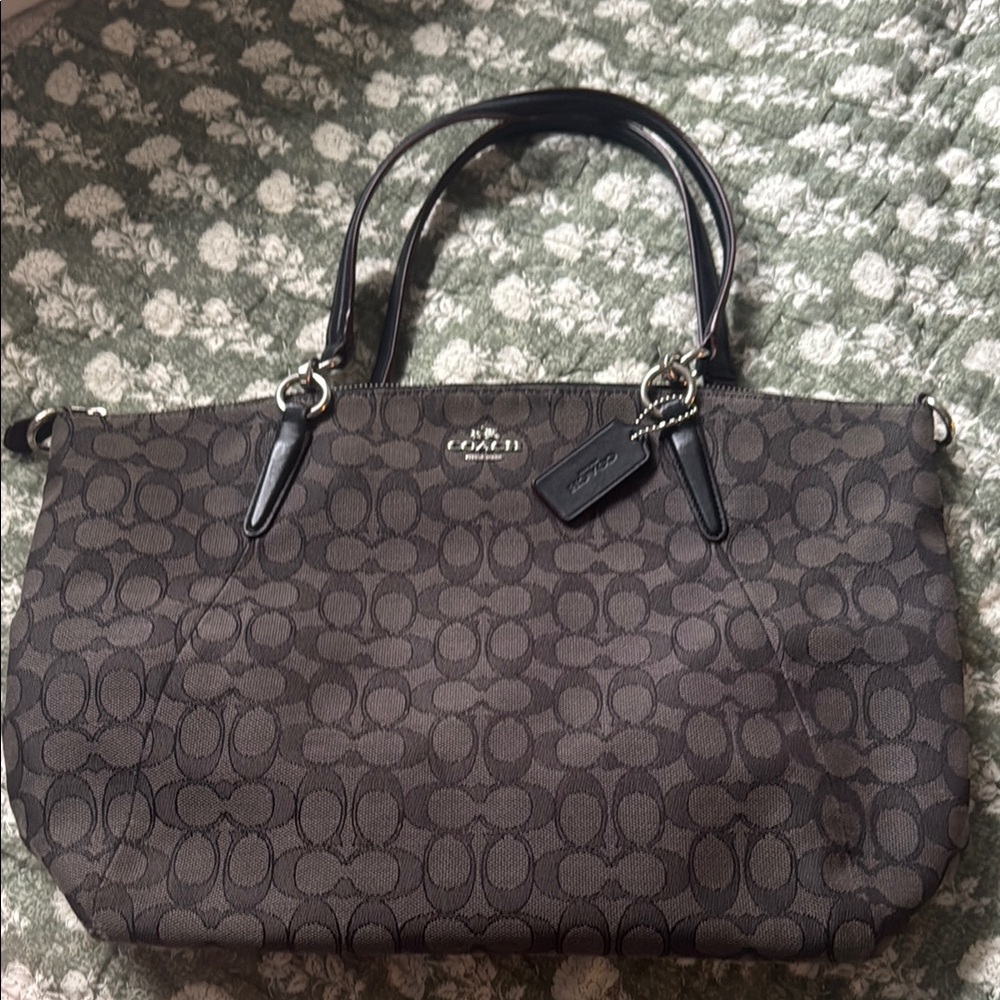 Coach Brown/Black Shoulder Bag with Signature Design